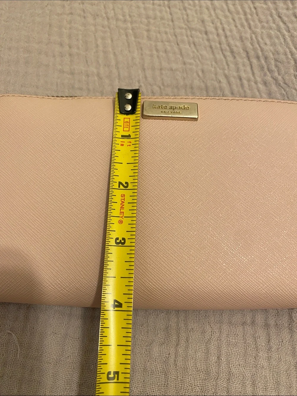 kate spade Saffiano Zip Wallet in Light Pink with Gold Plaque